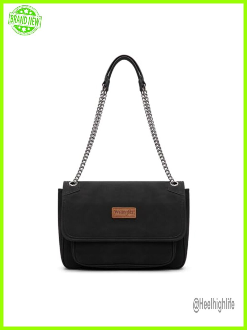 Wrangler Faux Suede Flap Shoulder Bag Convertible Crossbody Purse with Chain